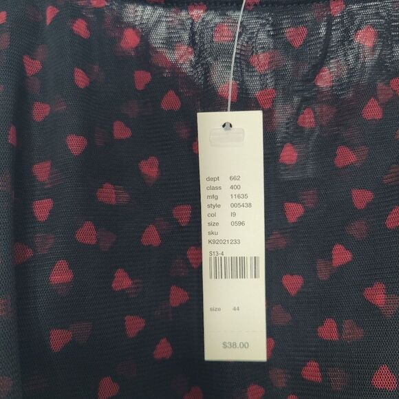 Cacique black and red heart print whimsigoth alternative edgy corset top size 44 - Picture 6 of 8